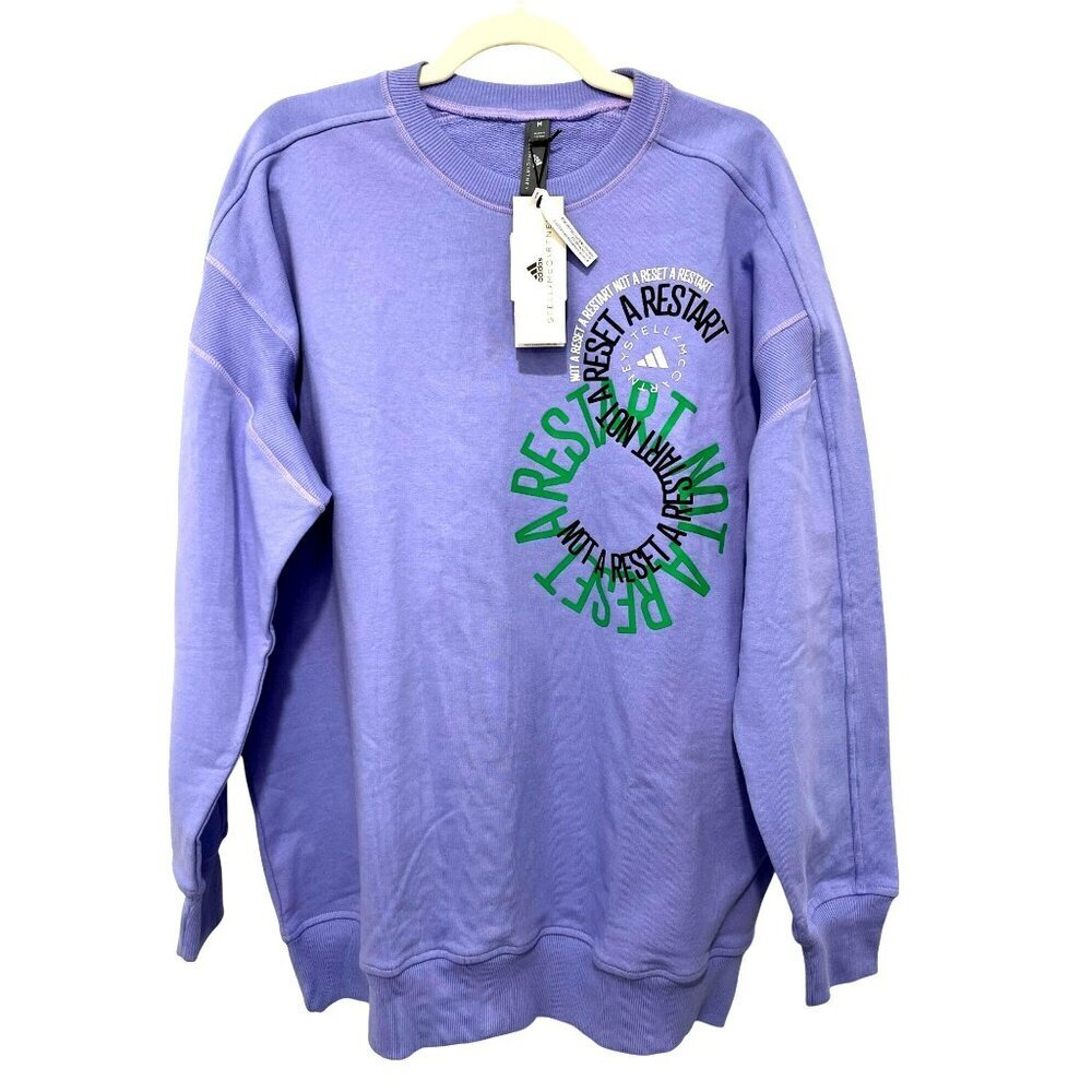 Adidas Stella McCartney Lavender Unisex Graphic Sweatshirt Medium NWT - Picture 4 of 7